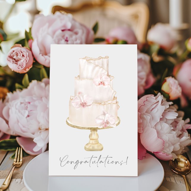 Congratulations Orchid Wedding Cake Card (Creator Uploaded)