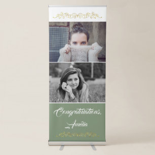 Congratulations Ornament 2 Photo Graduation Retractable Banner