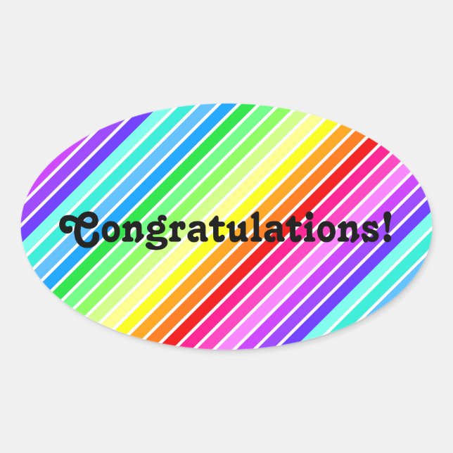 Congratulations - Oval Rainbow Sticker (Front)