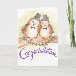 Congratulations Owls for Gay Wedding Card