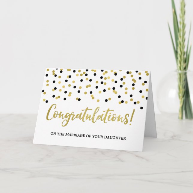 Congratulations Parents of the Bride Gold Black Card (Front)