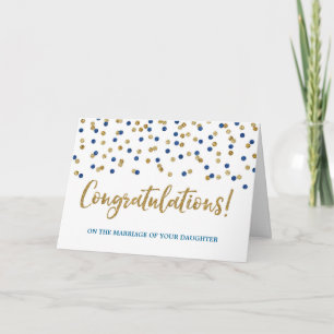 Congratulations Parents of the Bride Gold Blue Card