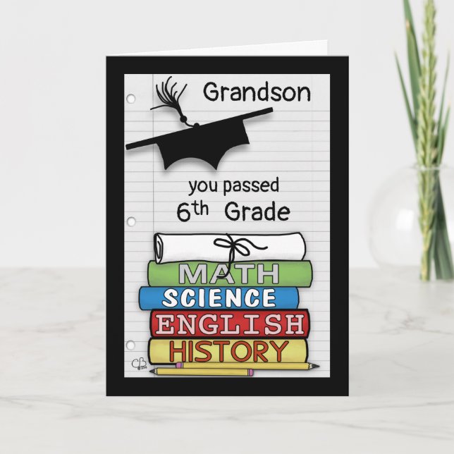 Congratulations Passing 6th Grade, Books Card (Front)