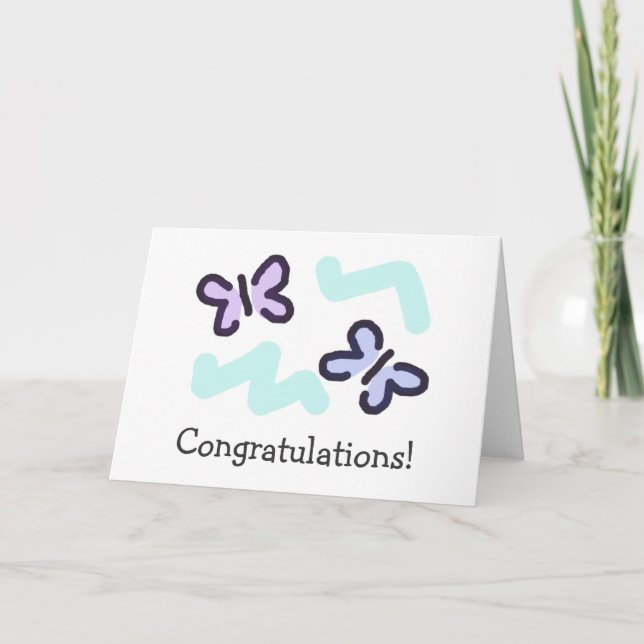 Congratulations! - Pastel Butterflies Card (Front)
