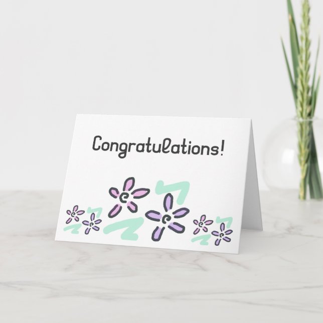 Congratulations! - Pastel Flowers Card (Front)
