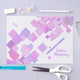 Congratulations Pastel Purple Geometric Abstract Tissue Paper