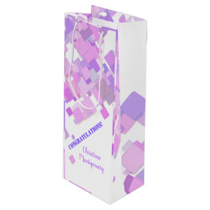 Congratulations Pastel Purple Geometric Abstract Wine Gift Bag