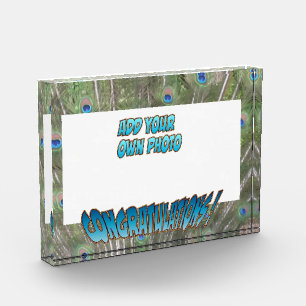 Congratulations Peacock F. Blue Cust. Photo Block