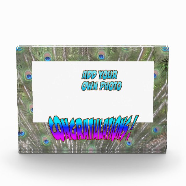 Congratulations Peacock F. Cust. Colour Photo Bloc (Front)