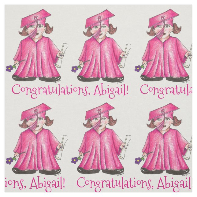 Congratulations Personalised Graduation Cap Gown Fabric (Swatch)