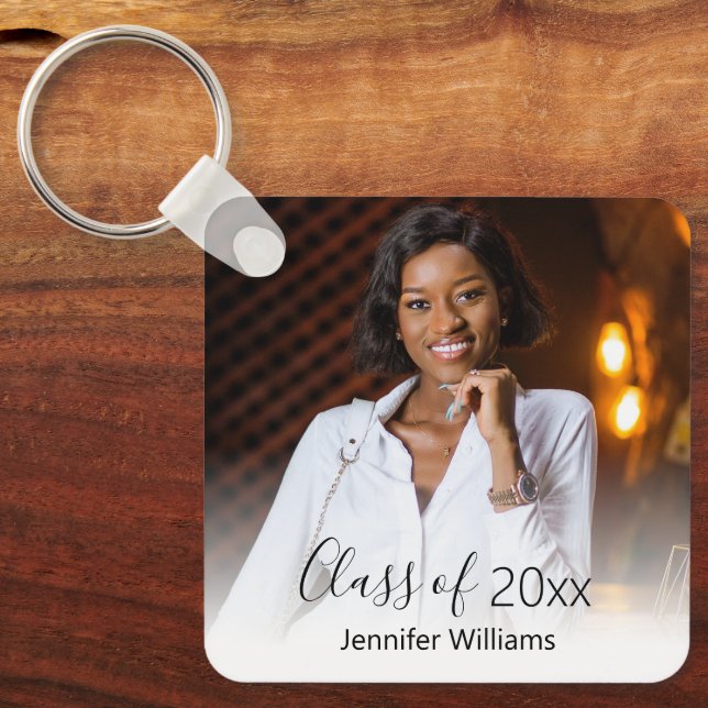 congratulations photo graduation elegant faded key ring (Front)