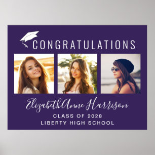Congratulations Photo Purple Graduation Party Poster