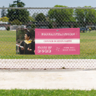 Congratulations Pink and White Monogram Banner