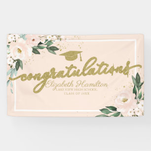 Congratulations Pink Blush Floral Graduation Party Banner