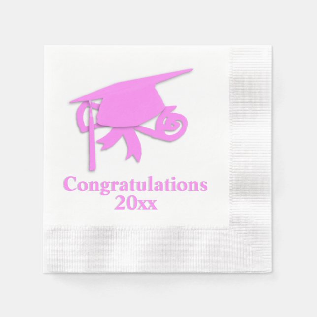 Congratulations Pink Cap Graduation Napkin (Front)