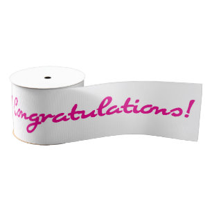 Congratulations Pink Casual Script Grosgrain Ribbon