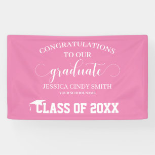 Congratulations Pink Graduate Graduation Party Banner