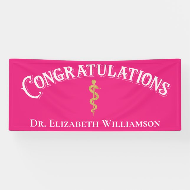 Congratulations Pink Nurse Doctor Medical Banner (Horizontal)