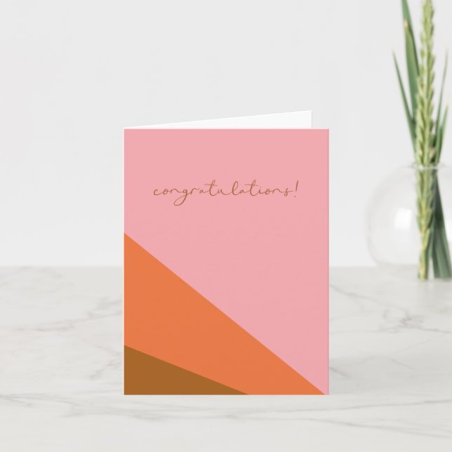 Congratulations Pink Orange Colour Block Geometric Card (Front)