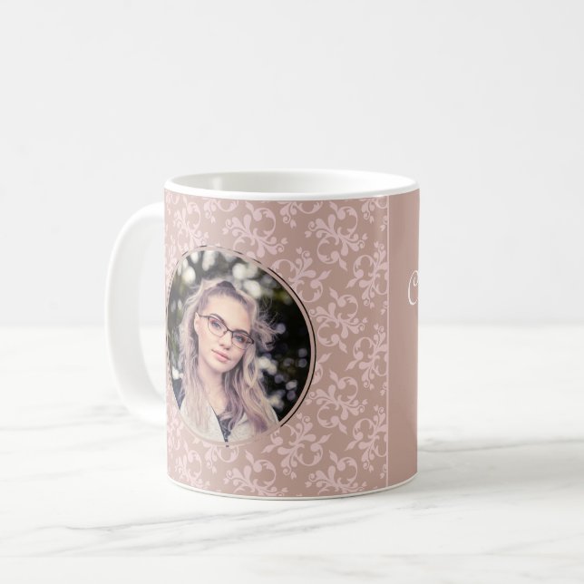 Congratulations Pink Rococo Graduation Photo Coffee Mug (Front Left)