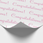 Congratulations Pink Script Wedding Baby Shower Wrapping Paper<br><div class="desc">Congratulations!  Pretty pink paper for a wedding,  bridal shower,  baby shower,  promotion,  new baby,  etc.  Simple & sweet.</div>