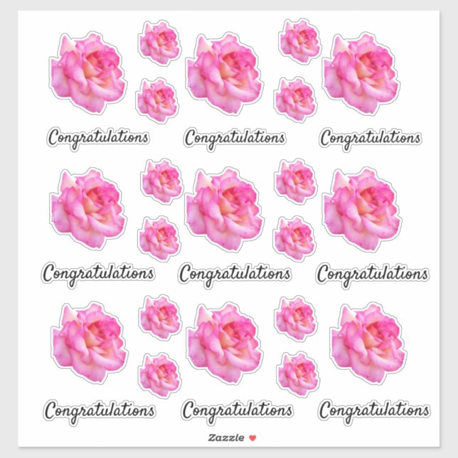 Congratulations Pink Variegated Rose Cutout Photo (Sheet)