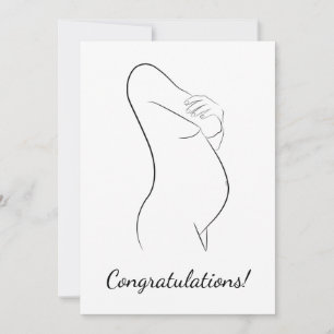 Congratulations Pregnancy Line Art Pregnant Woman Card