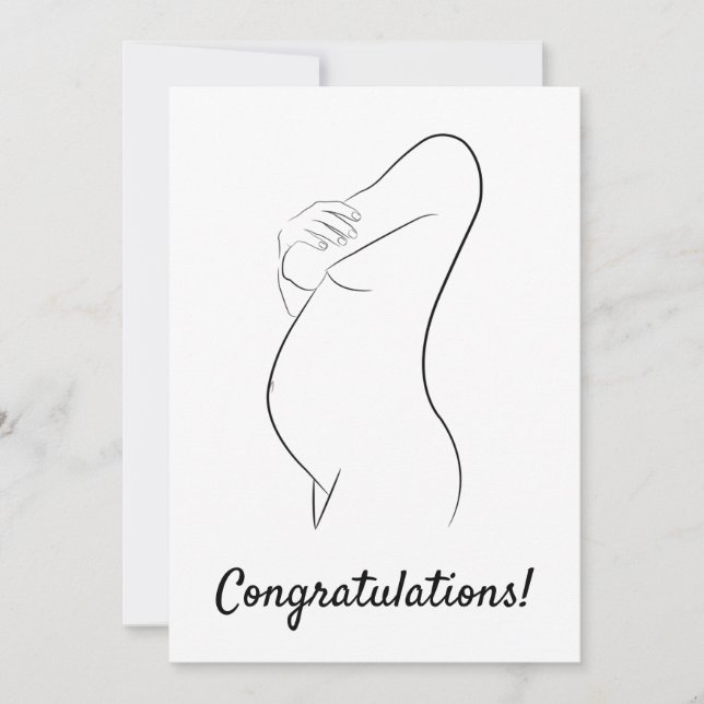 Congratulations Pregnancy Line Art Pregnant Woman Card (Front)