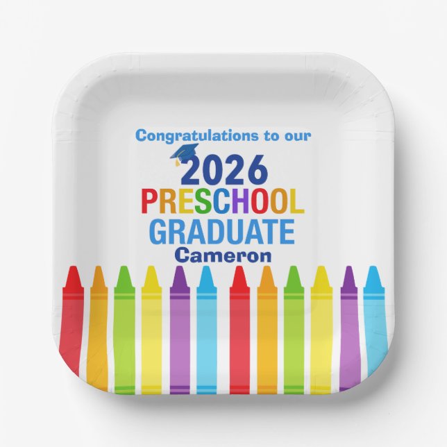 Congratulations Preschool Graduate Custom Party Paper Plate (Front)