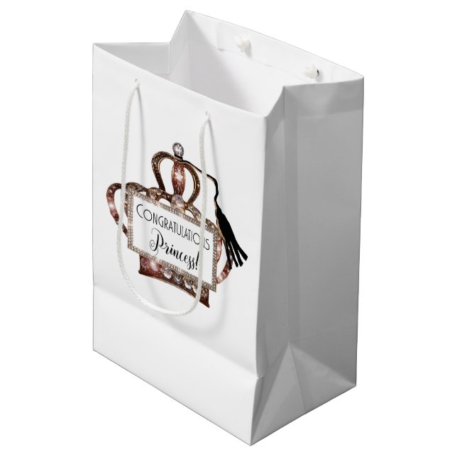 Congratulations Princess "Graduation" TIARA Medium Gift Bag (Front Angled)