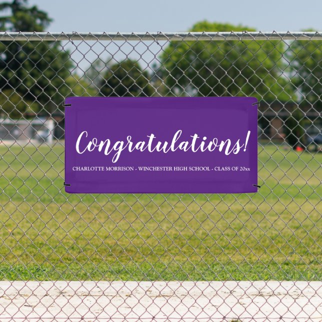Congratulations purple custom script graduation banner (Insitu)