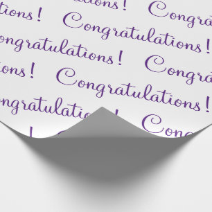 Congratulations Purple Script  Wrapping Paper