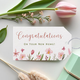 Congratulations Realtor Personalised Pink Flowers Gift Tags