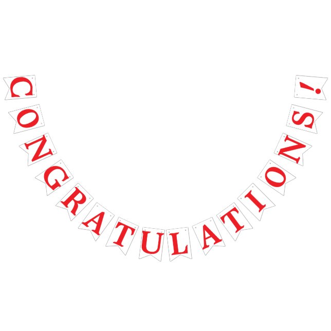 CONGRATULATIONS, Red Text On White Bunting (All)