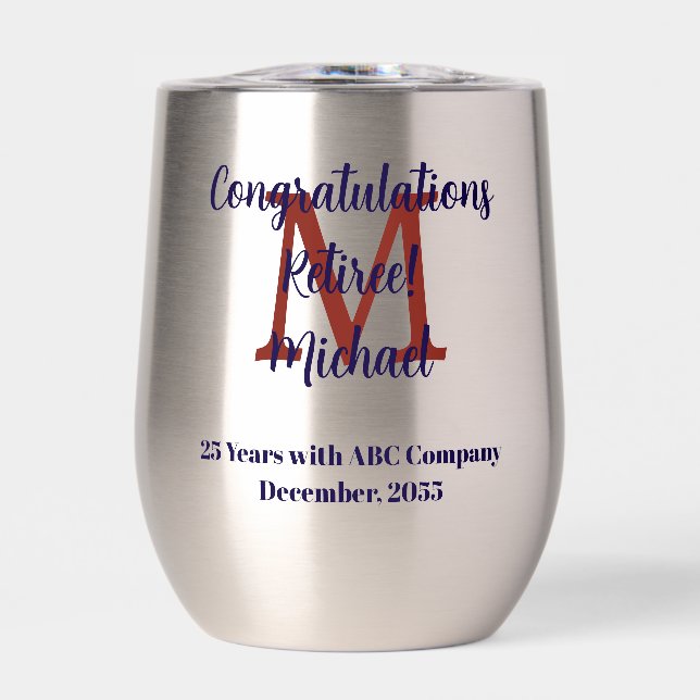 Congratulations Retirement Monogram Name Stainless (Front)