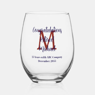 Congratulations Retirement Monogram Name Stemless Wine Glass