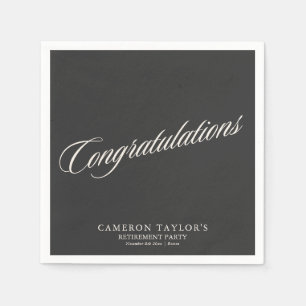 Congratulations Retirement Party Black Script  Napkin