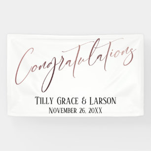 Congratulations Rose Gold Handwriting Typography Banner
