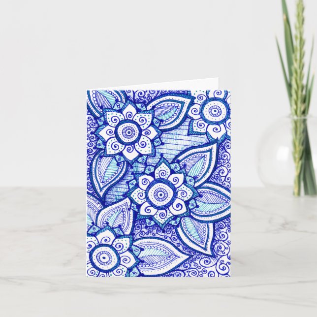 Congratulations Royal Blue Damask Indian Mandala Card (Front)
