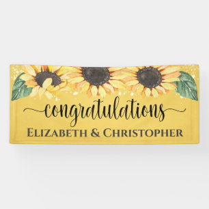 Congratulations Rustic Floral Sunflower Wedding Ba Banner