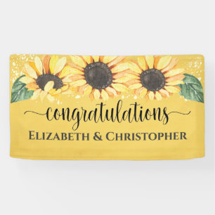 Congratulations Rustic Floral Sunflower Wedding Banner