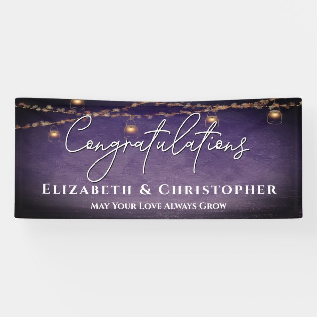 Congratulations Rustic Tea Lights Engagement Party Banner (Horizontal)
