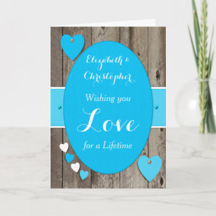 Congratulations Rustic Wedding Day blue Card