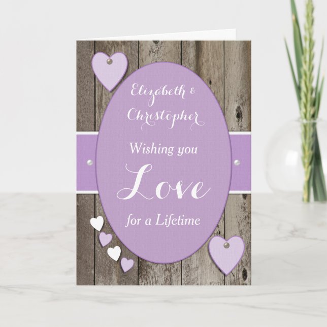 Congratulations Rustic Wedding Day purple Card (Front)