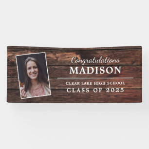 Congratulations Rustic Wood Graduation Photo Banner