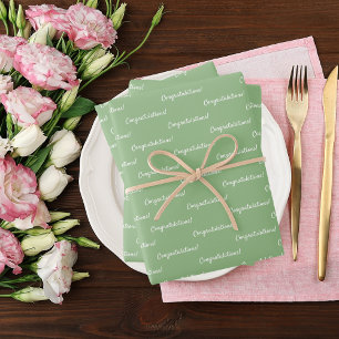 Congratulations sage green white wrapping paper sheet
