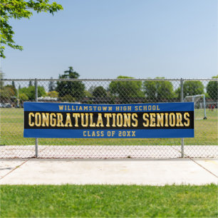 Congratulations Seniors Blue   Black   Gold Banner