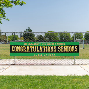 Congratulations Seniors Green   Black   Gold Banner