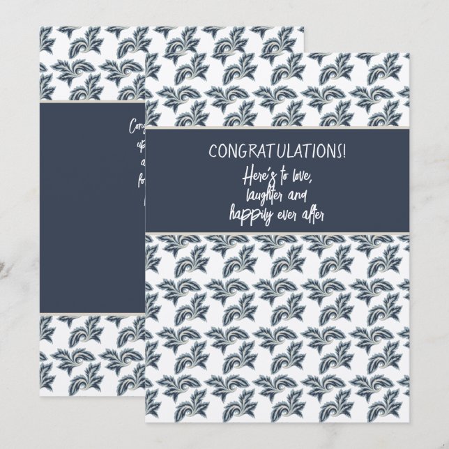 Congratulations Shower or Wedding Card Blue Tan (Front/Back)