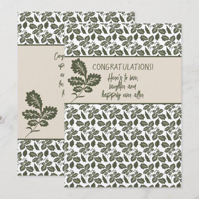 Congratulations Shower or Wedding Olive Green Card (Front/Back)